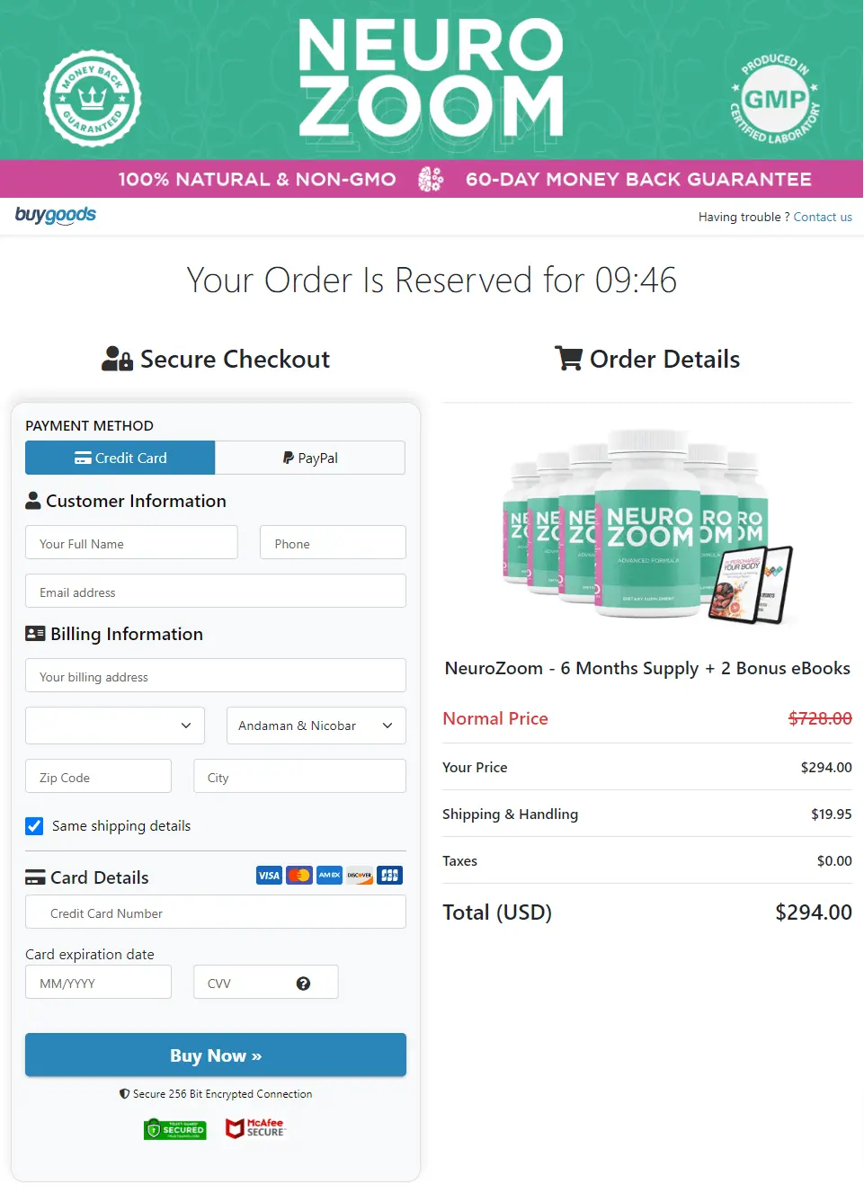 neurozoom buy page